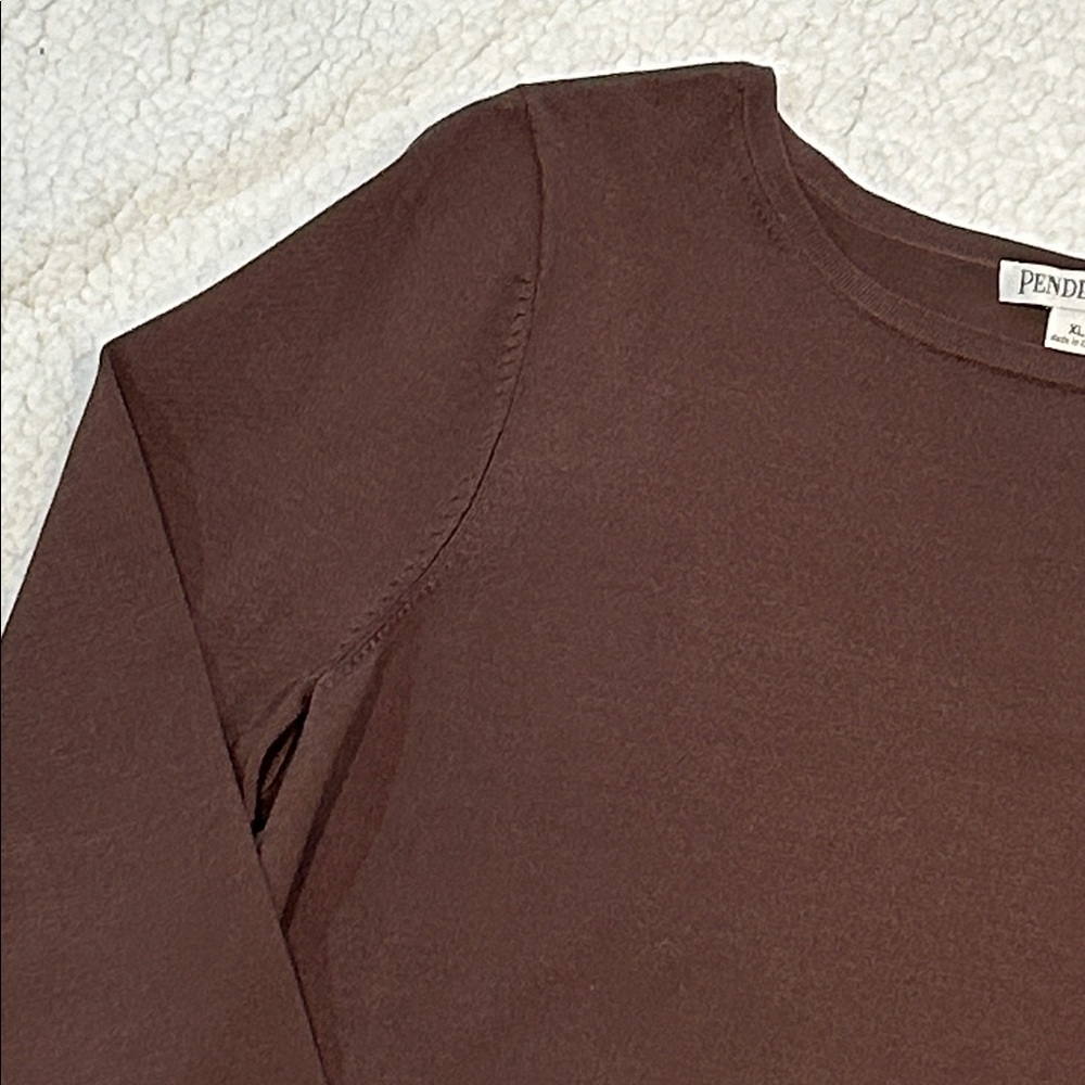 Pendleton Silk Blend 3/4 Sleeve Sweater size XL Brown Minimalist Neutral - Picture 3 of 16